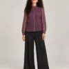 Camisa Tul Flores Berenjena
