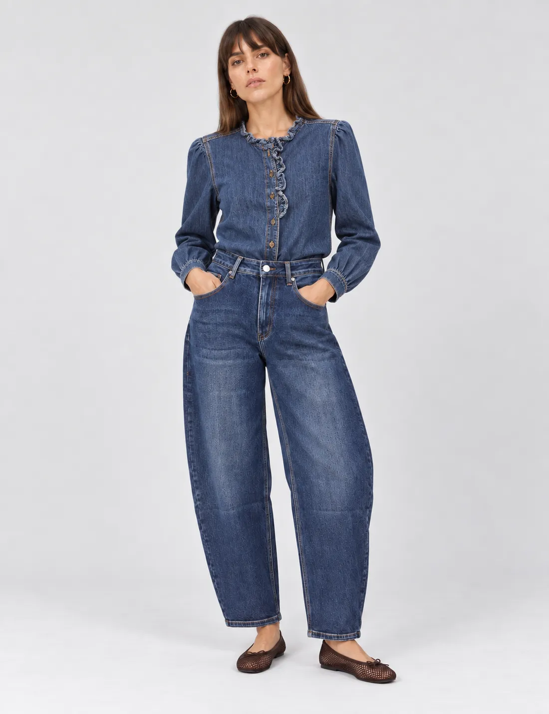Camisa Denim Volante