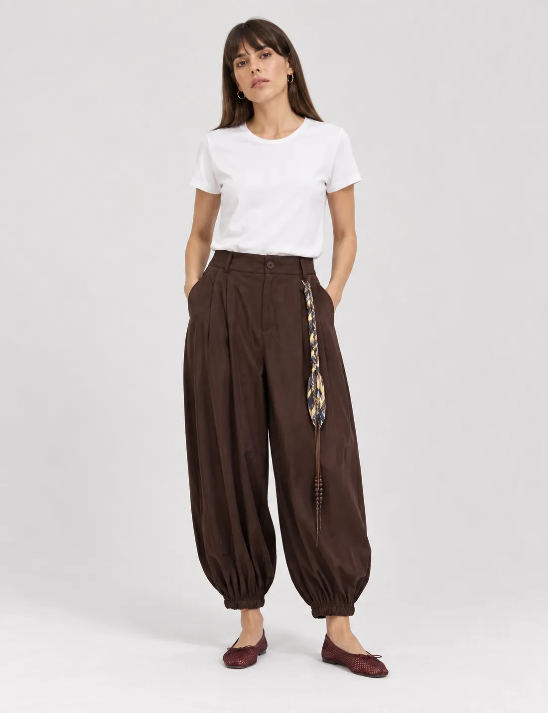 Pantalón Bombacho Raso Chocolate