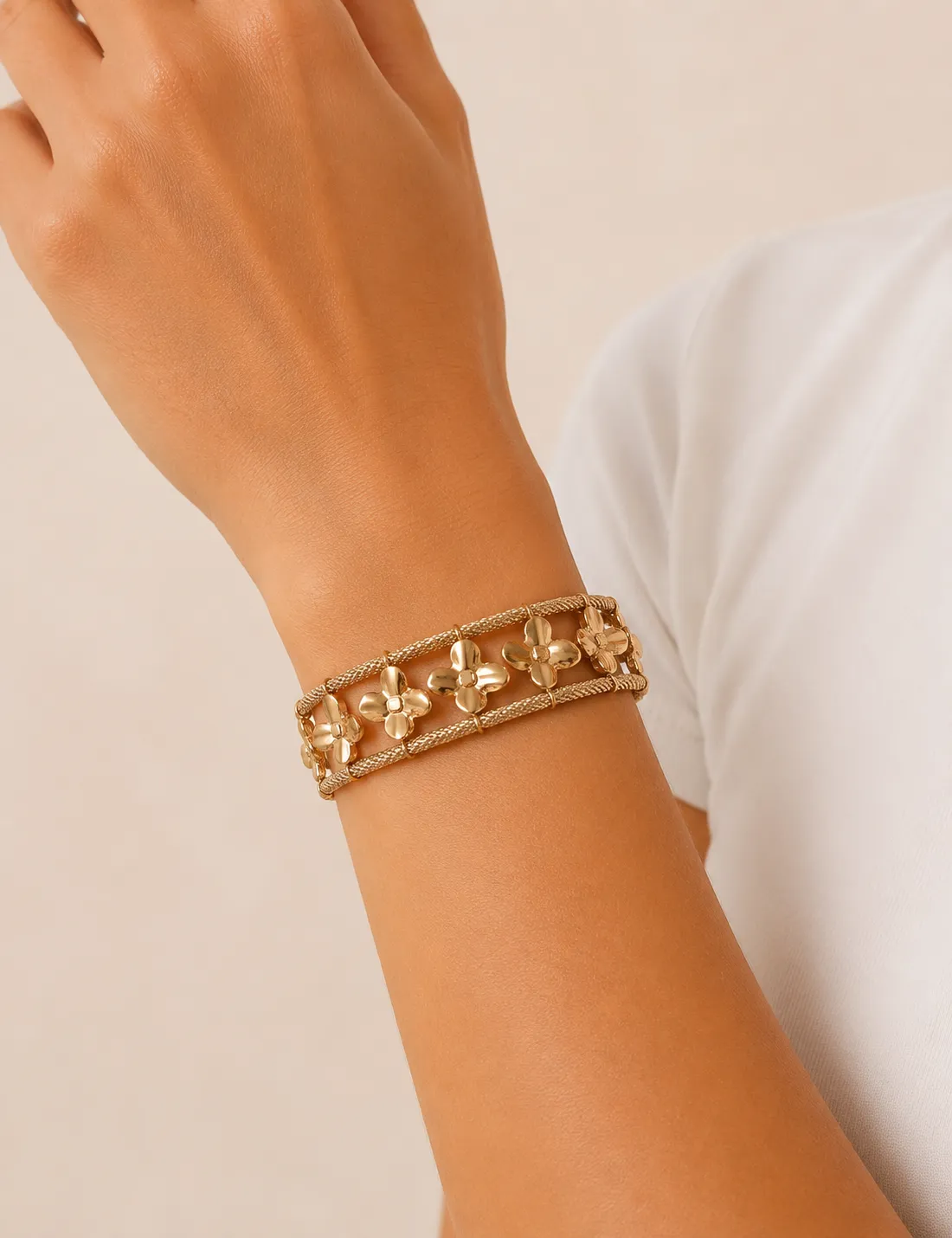 Pulsera Acero Flores