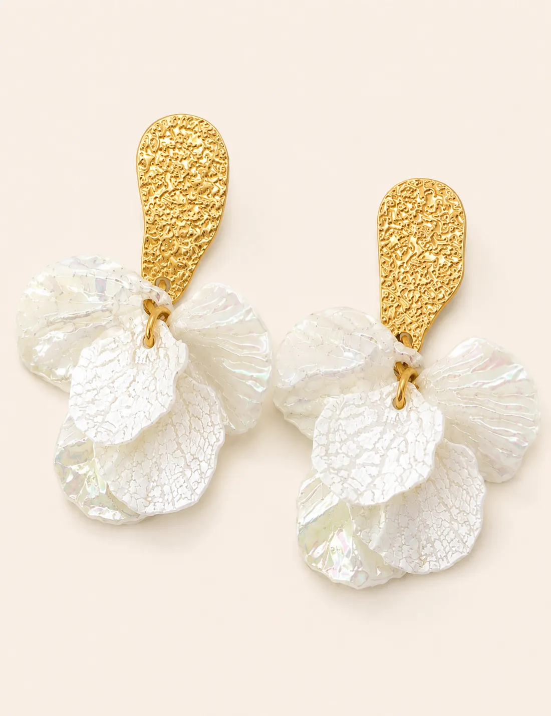 Pendiente Acero Flor Blanca - Imagen 3