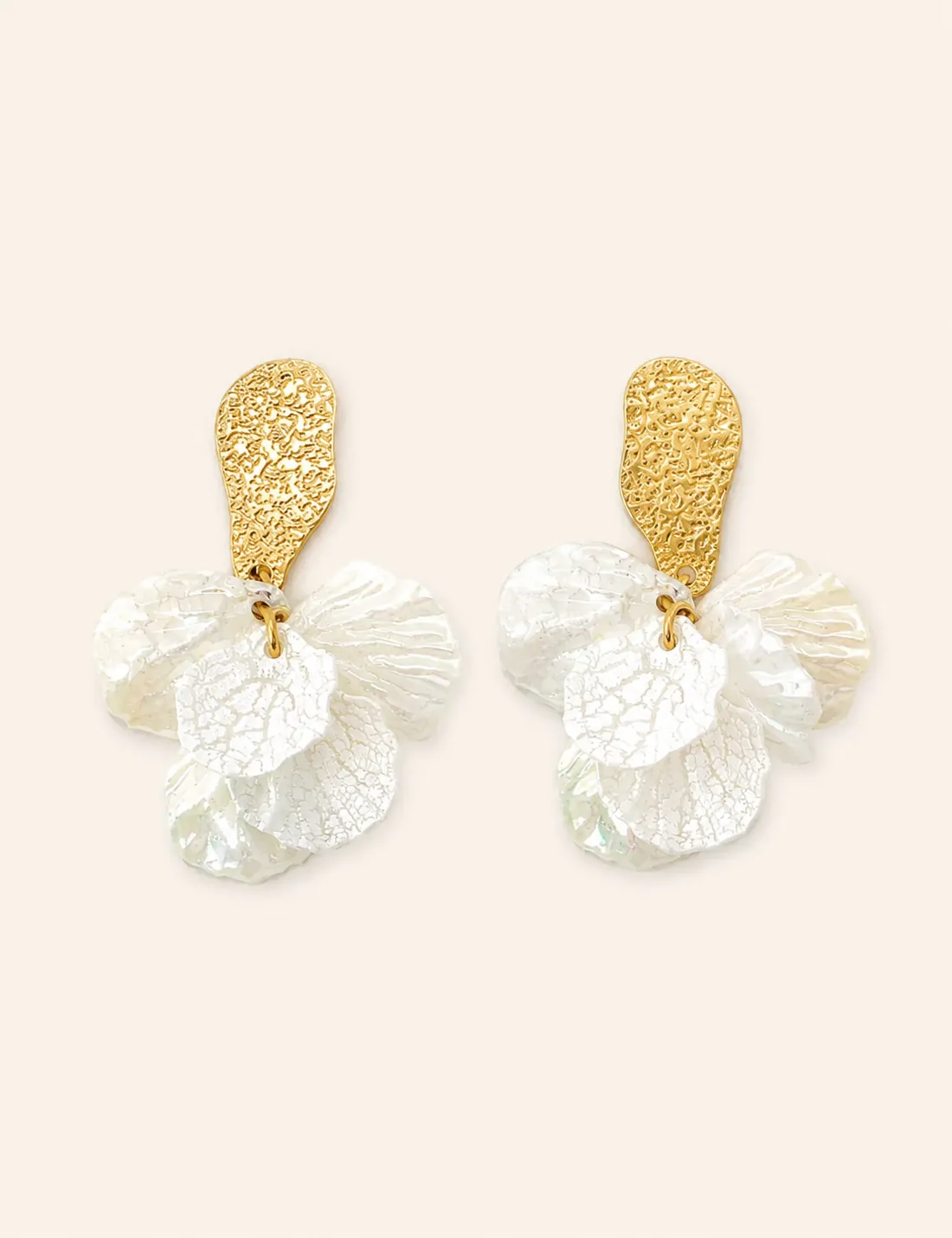 Pendiente Acero Flor Blanca