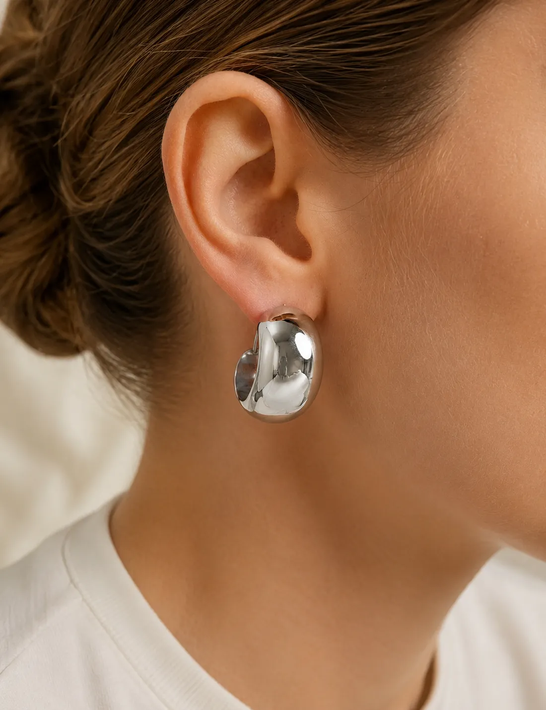 Aros Acero Grueso Plateado