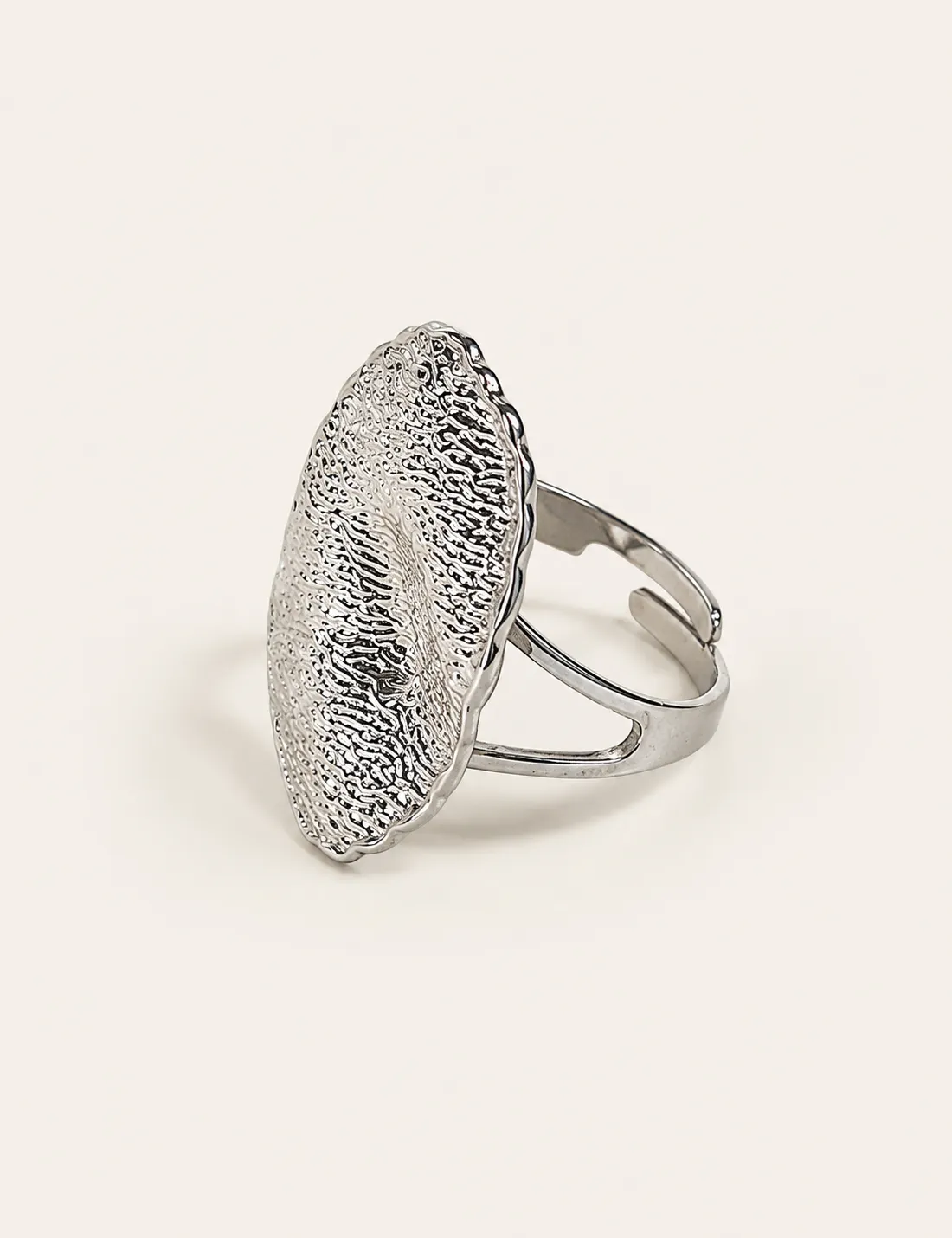 Alternative view of Anillo Acero Ajustable Plateado
