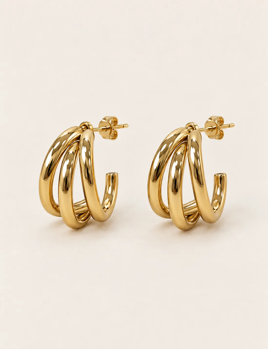 Aros Triple Acero Dorado