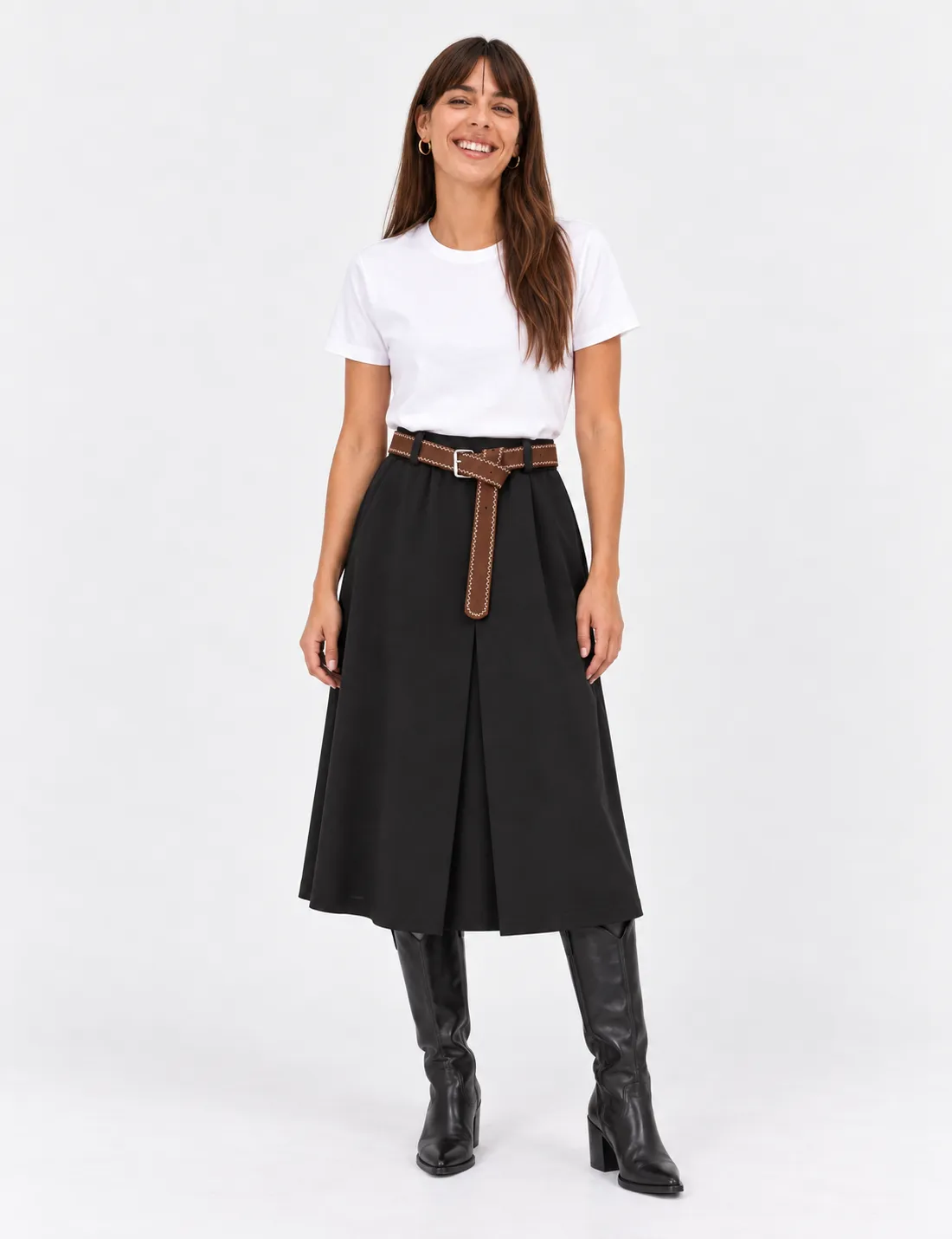 Falda Tablas Midi Negro