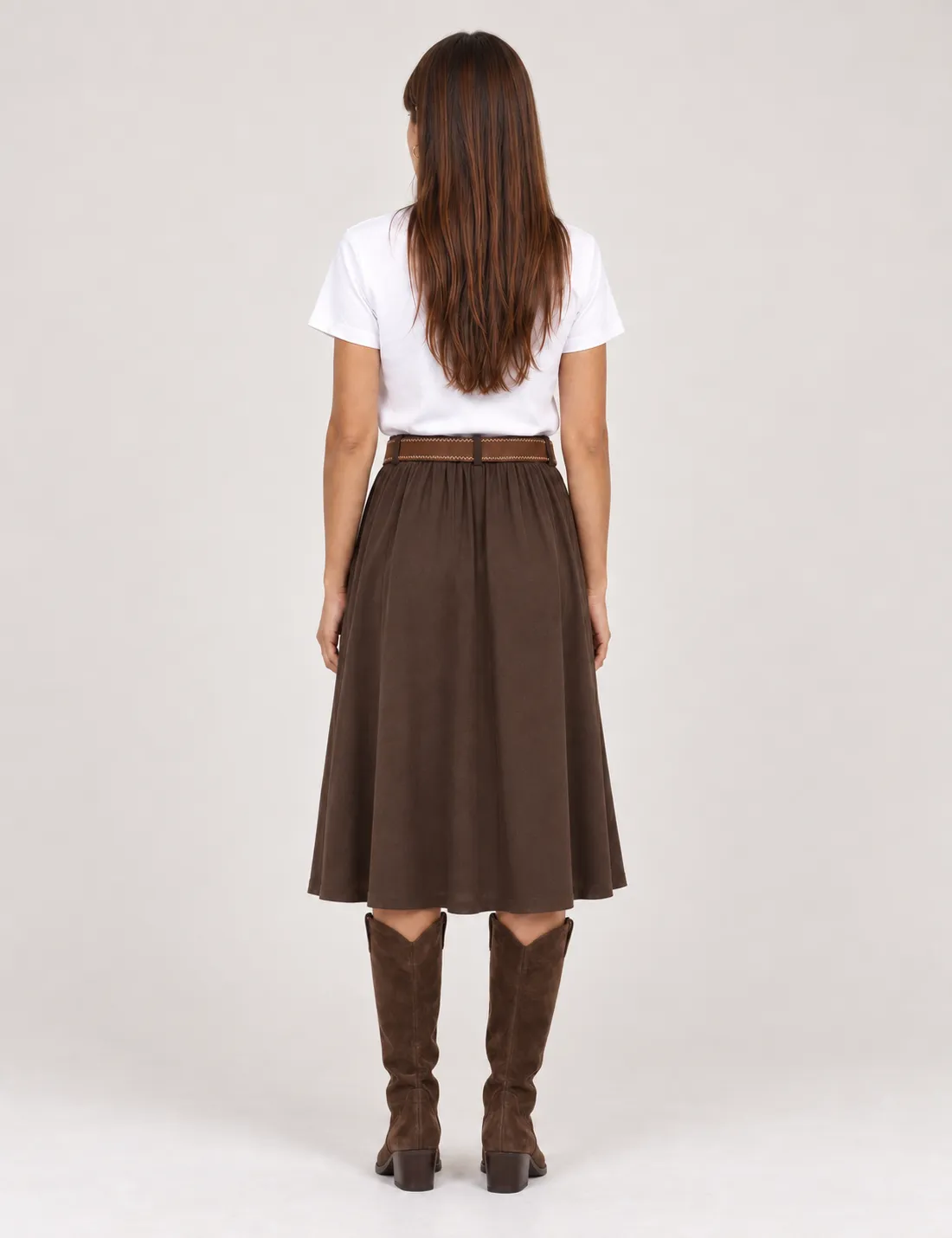 Alternative view of Falda Tablas Midi Chocolate