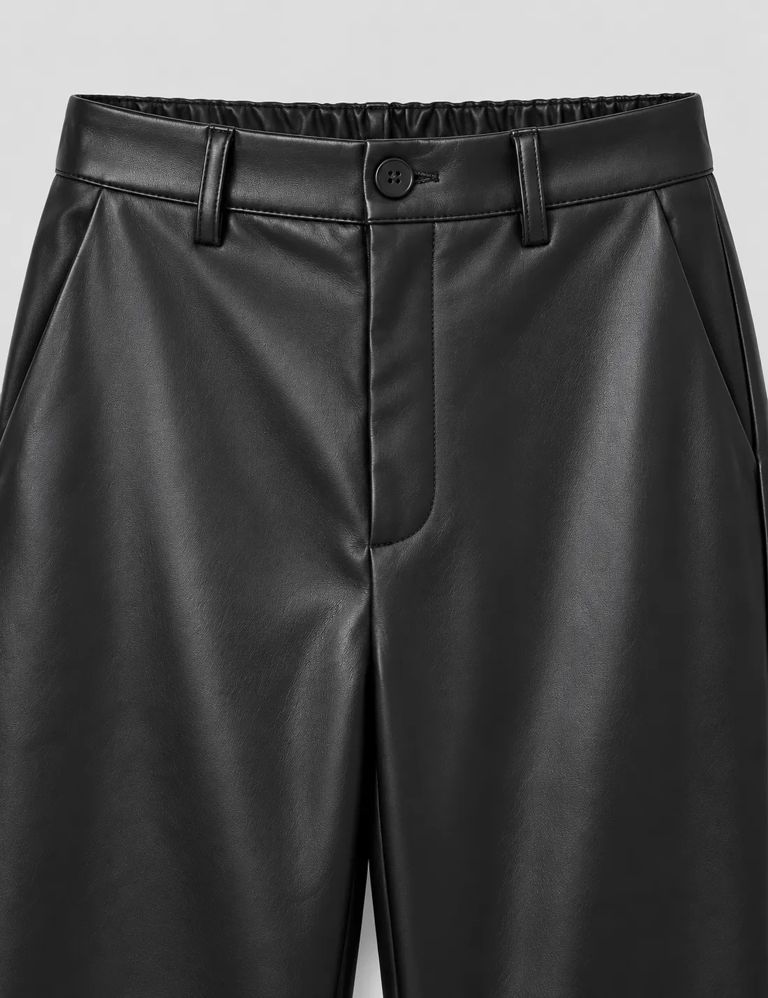 Pantalón Polipiel Straight Negro - Imagen 5
