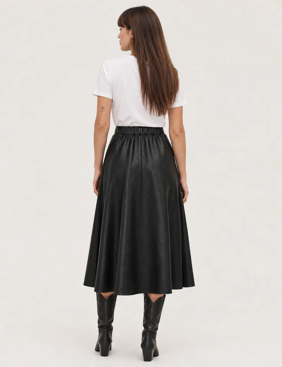 Alternative view of Falda Midi Polipiel Negra