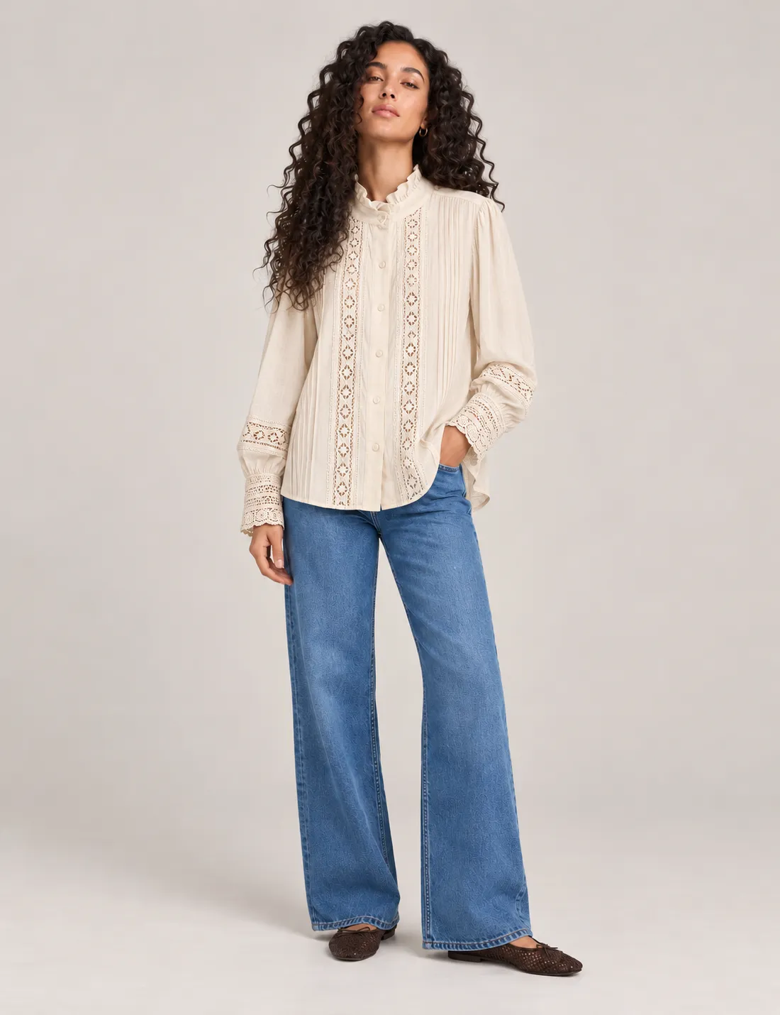 Camisa Romántica Crema