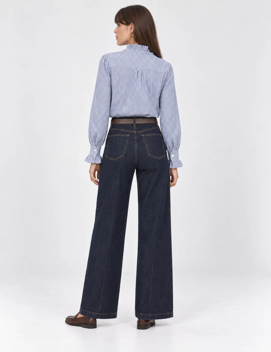 Alternative view of Camisa Rayas Volante Azul