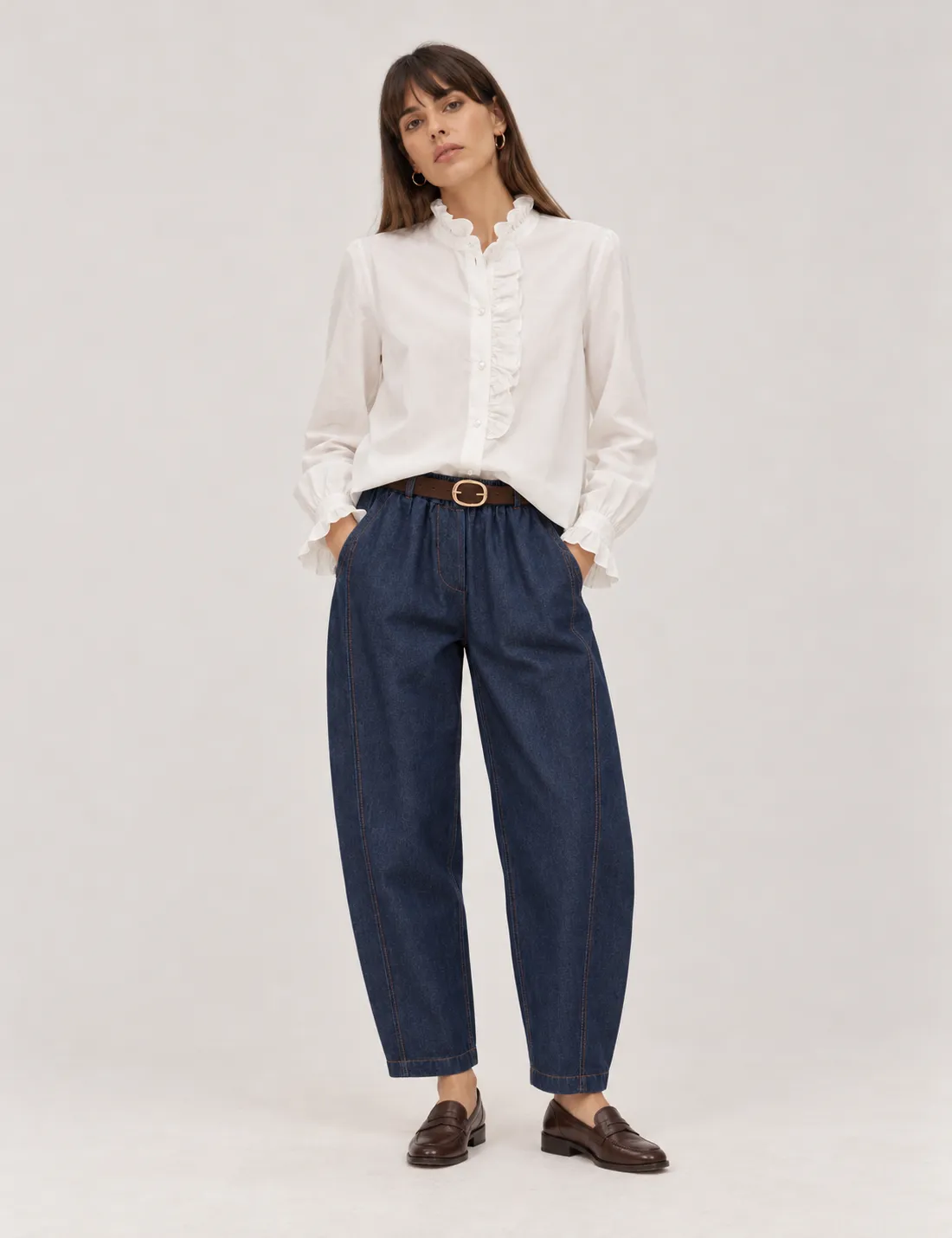 Camisa Cuello Volantes Blanca