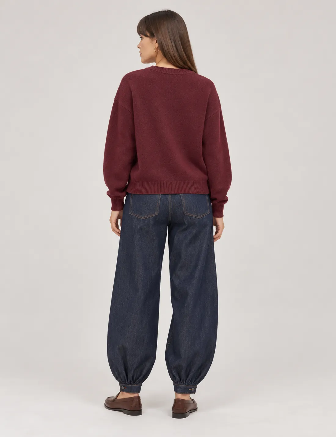Alternative view of Jersey Lana Puntilla Burdeos