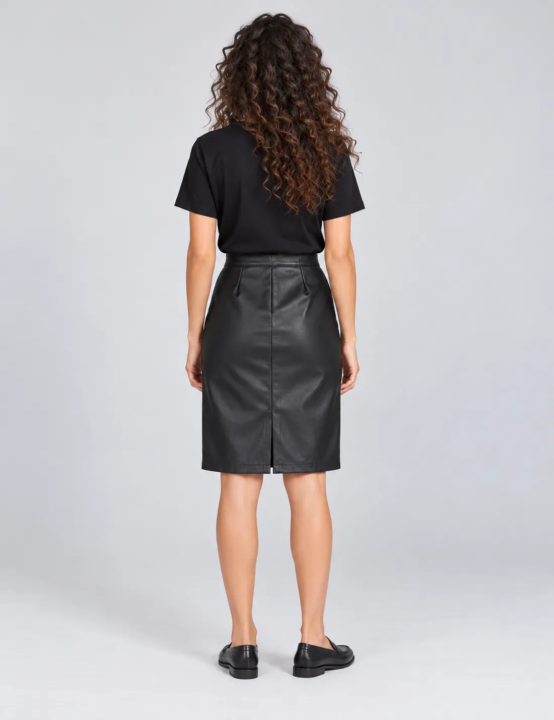 Alternative view of Falda Midi Polipiel Negro