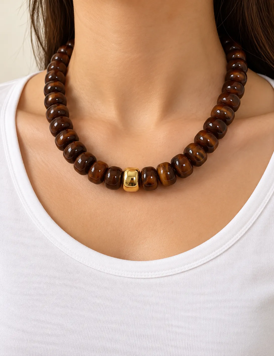Alternative view of Collar Bolas Marrón