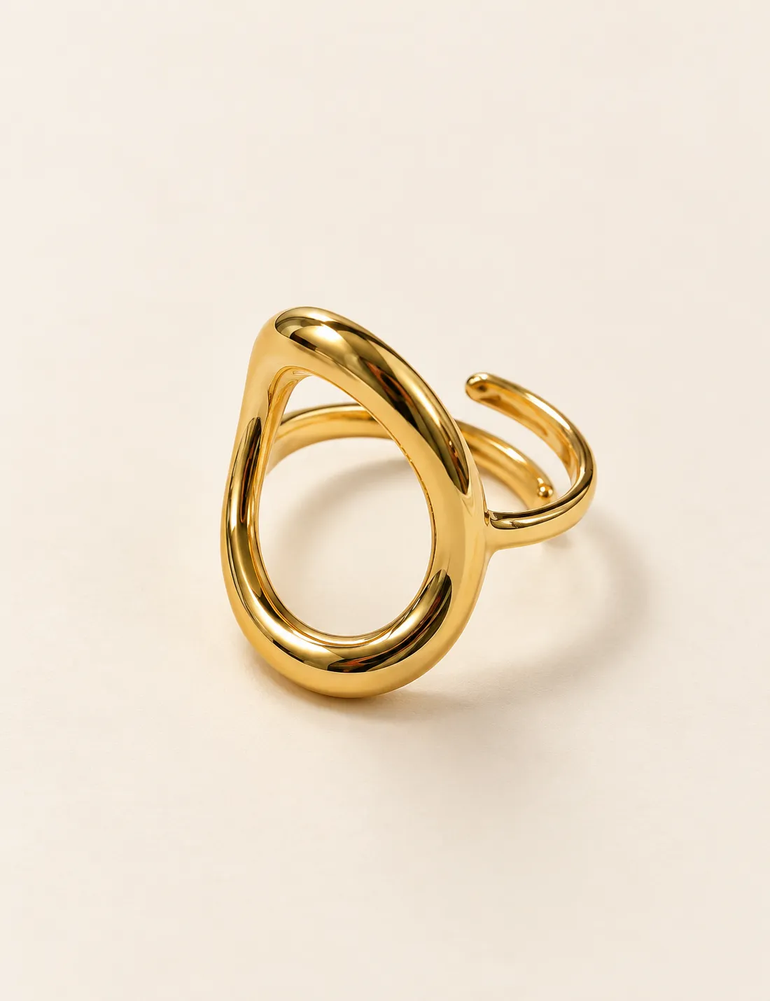 Anillo Acero Curvo Dorado