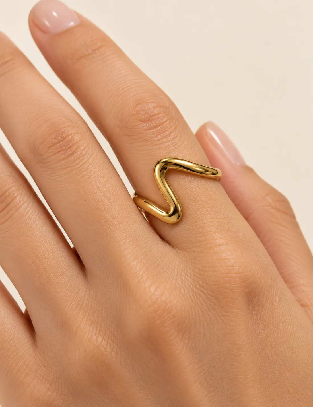 Anillo Acero Onda Dorado