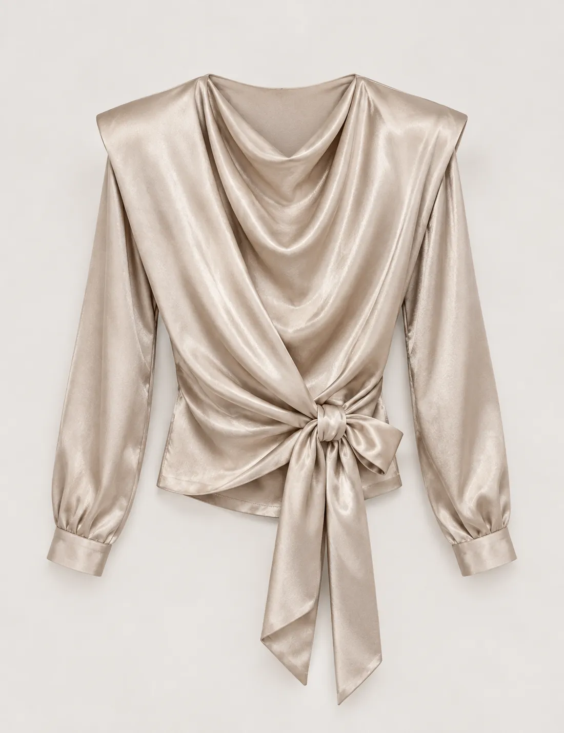 Alternative view of Blusa satinada Hombreras Crema