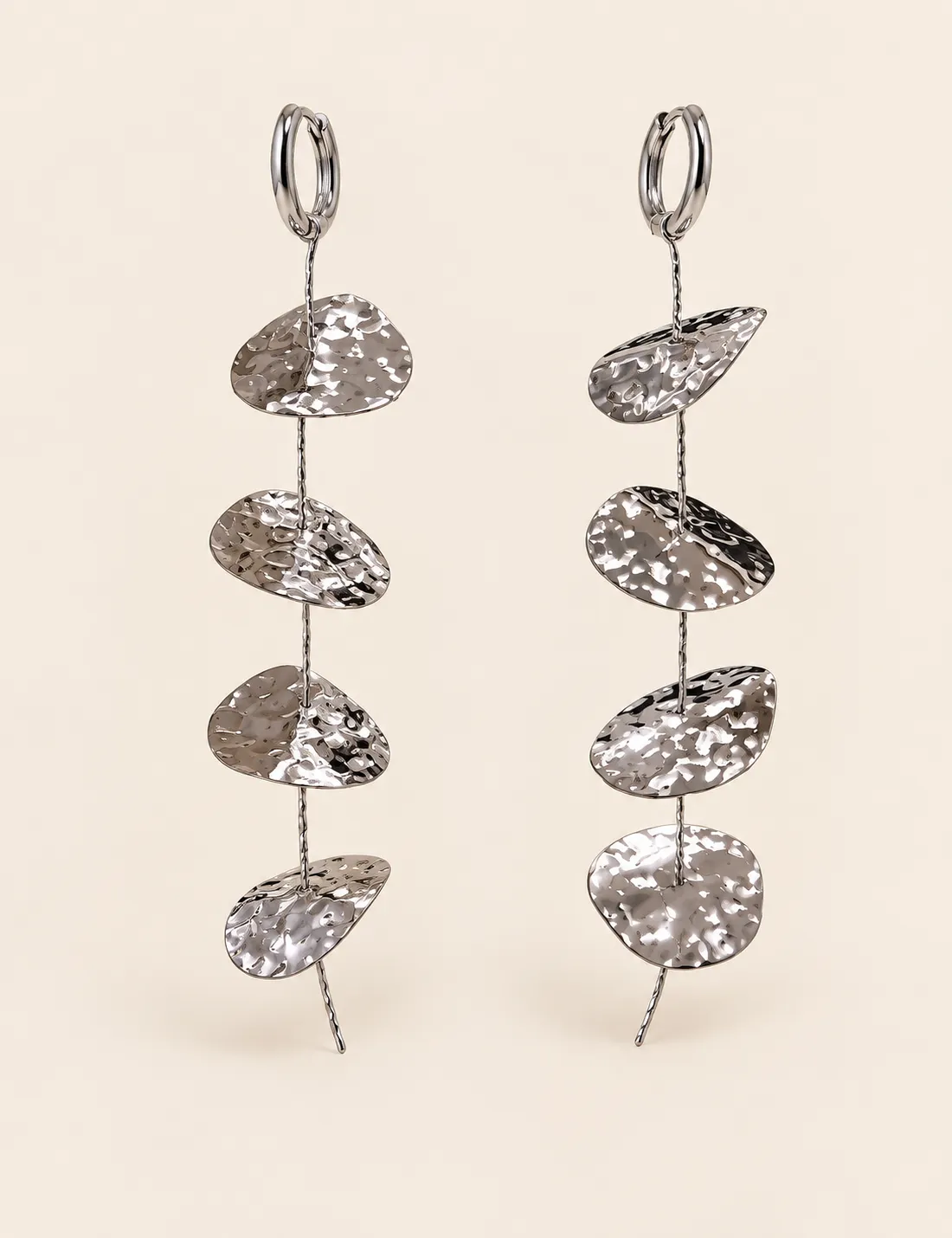 Pendientes Tira Chapa Plateado